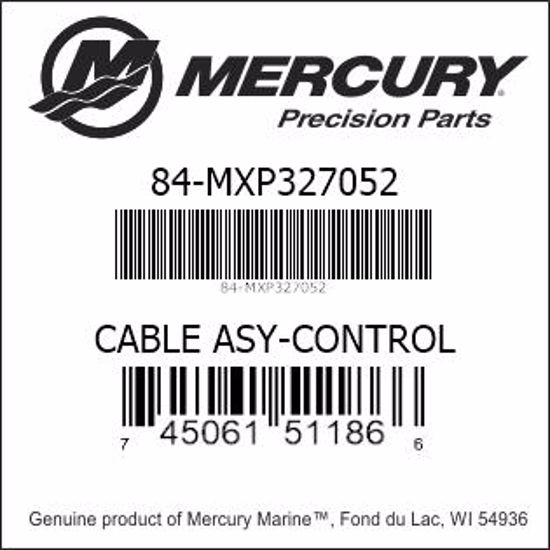 Bar codes for Mercury Marine part number 84-MXP327052