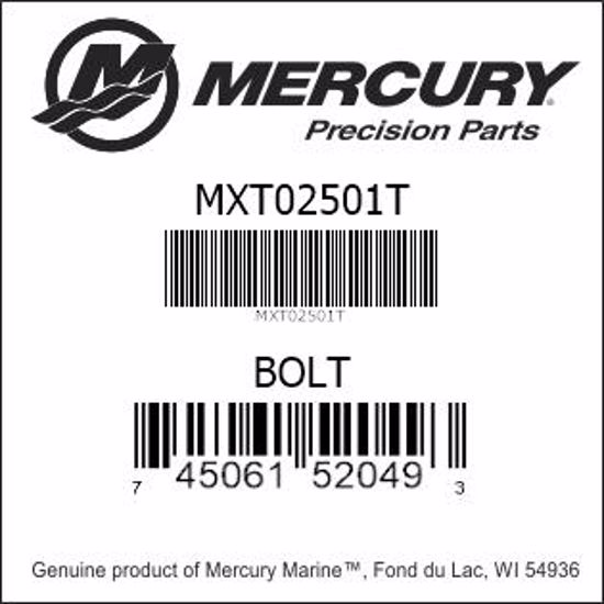 Bar codes for Mercury Marine part number MXT02501T