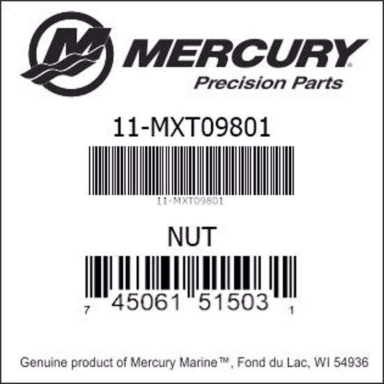 Bar codes for Mercury Marine part number 11-MXT09801