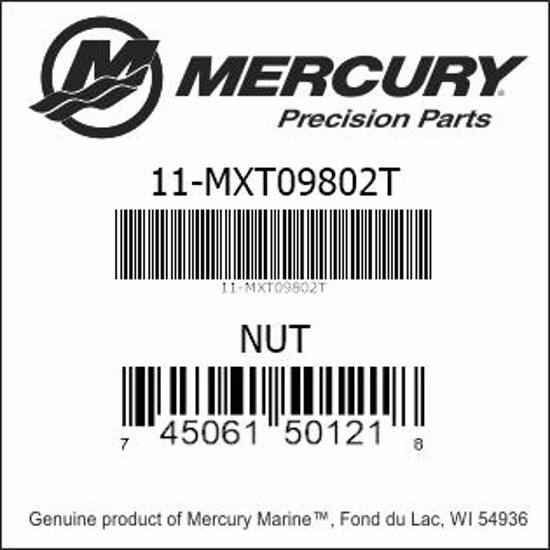 Bar codes for Mercury Marine part number 11-MXT09802T