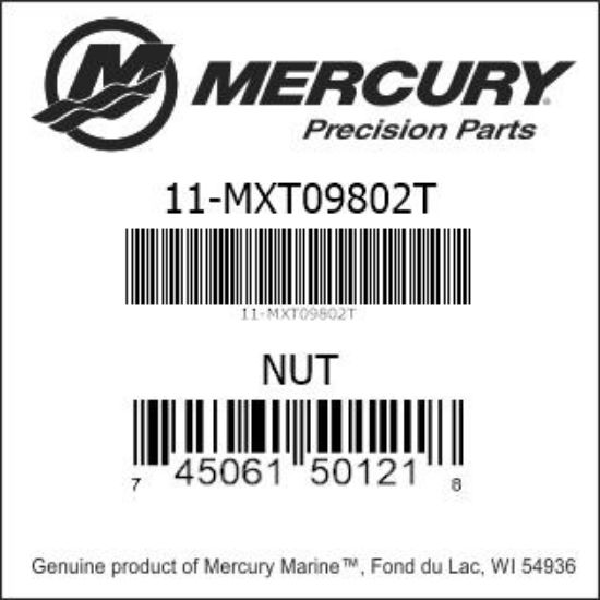 Bar codes for Mercury Marine part number 11-MXT09802T