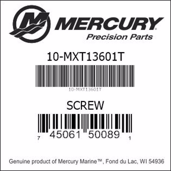 Bar codes for Mercury Marine part number 10-MXT13601T