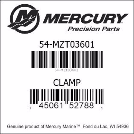 Bar codes for Mercury Marine part number 54-MZT03601