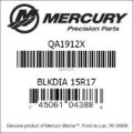 Bar codes for Mercury Marine part number QA1912X