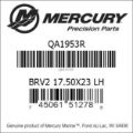 Bar codes for Mercury Marine part number QA1953R