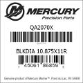 Bar codes for Mercury Marine part number QA2070X