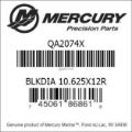 Bar codes for Mercury Marine part number QA2074X