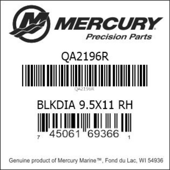 Bar codes for Mercury Marine part number QA2196R