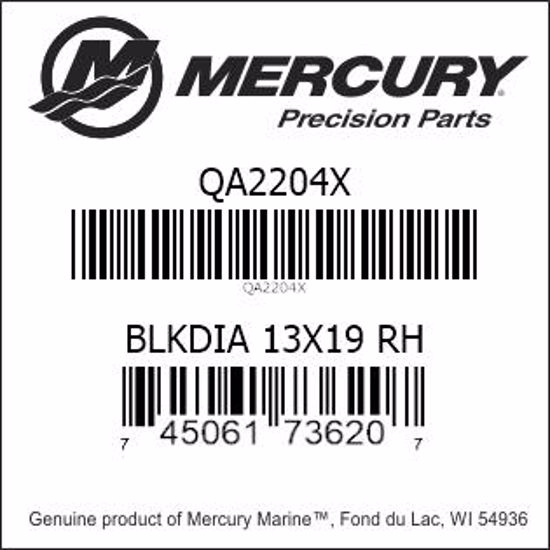 Bar codes for Mercury Marine part number QA2204X