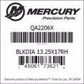 Bar codes for Mercury Marine part number QA2206X