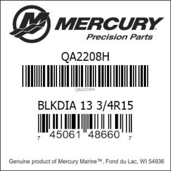 Bar codes for Mercury Marine part number QA2208H