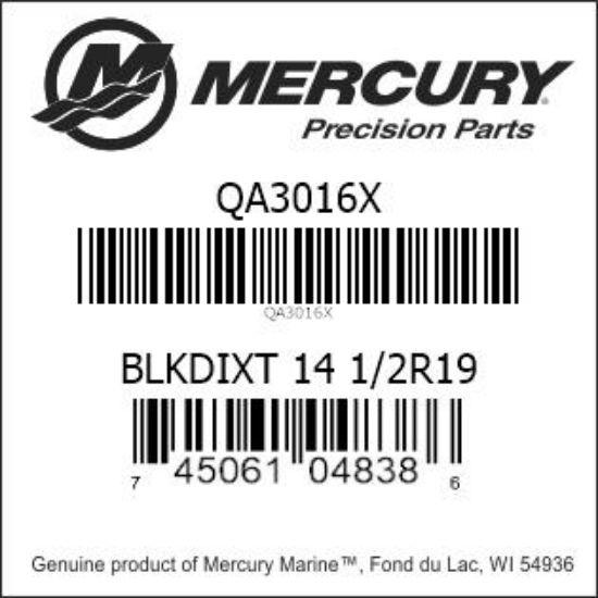 Bar codes for Mercury Marine part number QA3016X