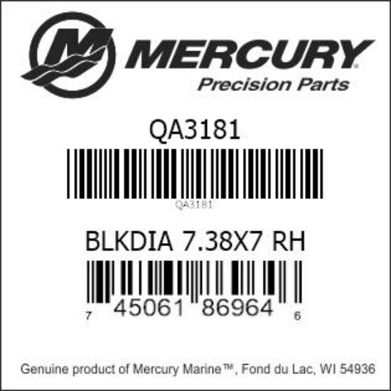 Bar codes for Mercury Marine part number QA3181