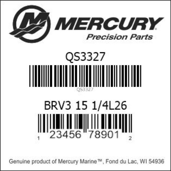 Bar codes for Mercury Marine part number QS3327