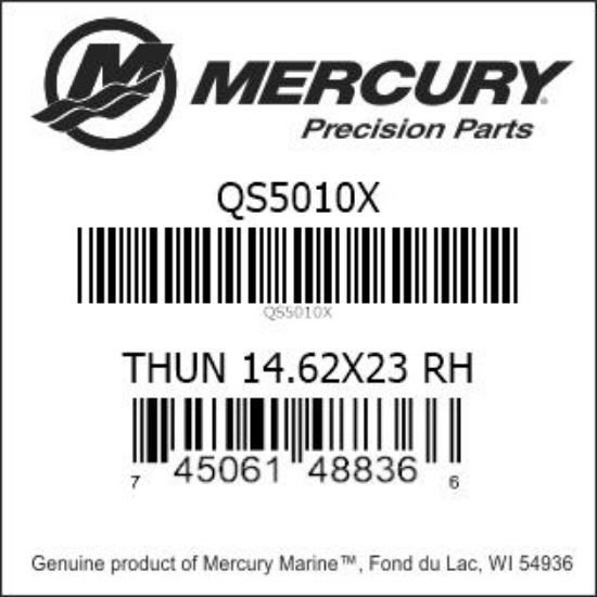 Bar codes for Mercury Marine part number QS5010X