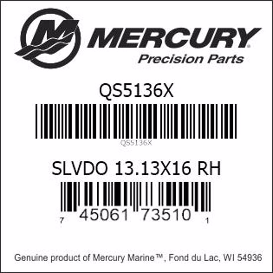 Bar codes for Mercury Marine part number QS5136X