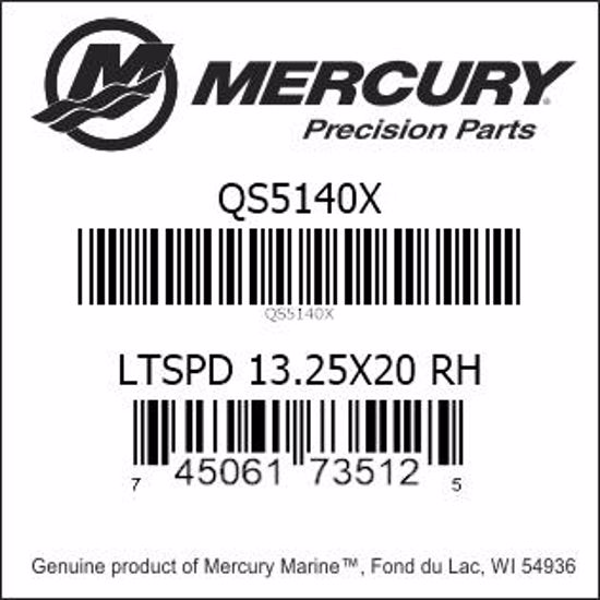 Bar codes for Mercury Marine part number QS5140X