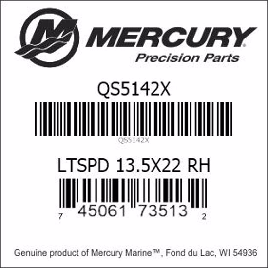 Bar codes for Mercury Marine part number QS5142X