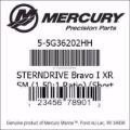 Mercury Marine part number 5-5G36202IH Bravo 1 XR Sport master short drive
