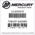 Bar codes for Mercury Marine part number 12-8354675