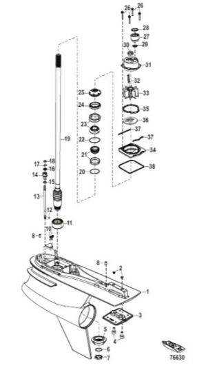 Picture of Mercury Outboard 1600-8M0236206 Gear Case 500R CF 1.60 CXL