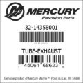 Bar codes for Mercury Marine part number 32-14358001
