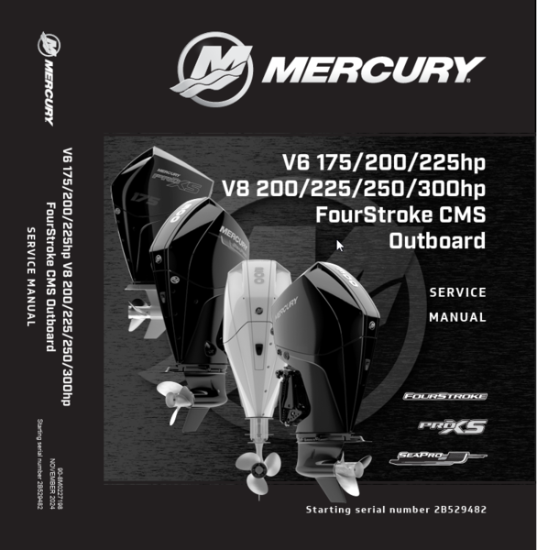 Picture of Mercury Outboard 8M0227198 Service Manual V6/V8 CMS