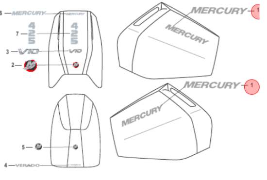 Picture of Mercury Outboard 37-8M0238161 Decal Set 425 HP V10 5.7L Verado