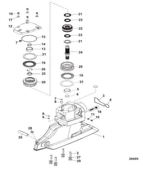 Picture of Mercury-Mercruiser 1500-866458J03 Bravo Seacore Driveshaft Housing Assembly