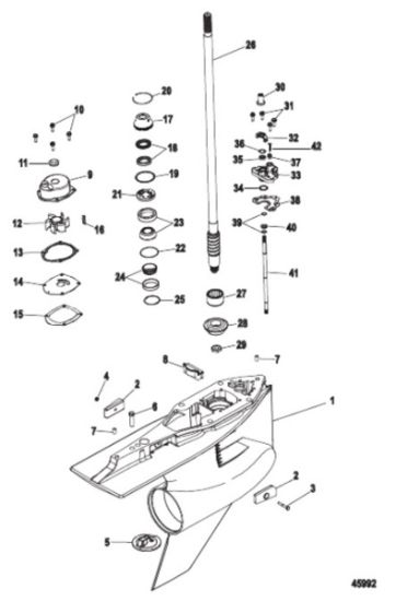 Picture of 1600-8M0236285 Mercury Verado L6 New Complete Lower Unit / Gearcase 25" CXL